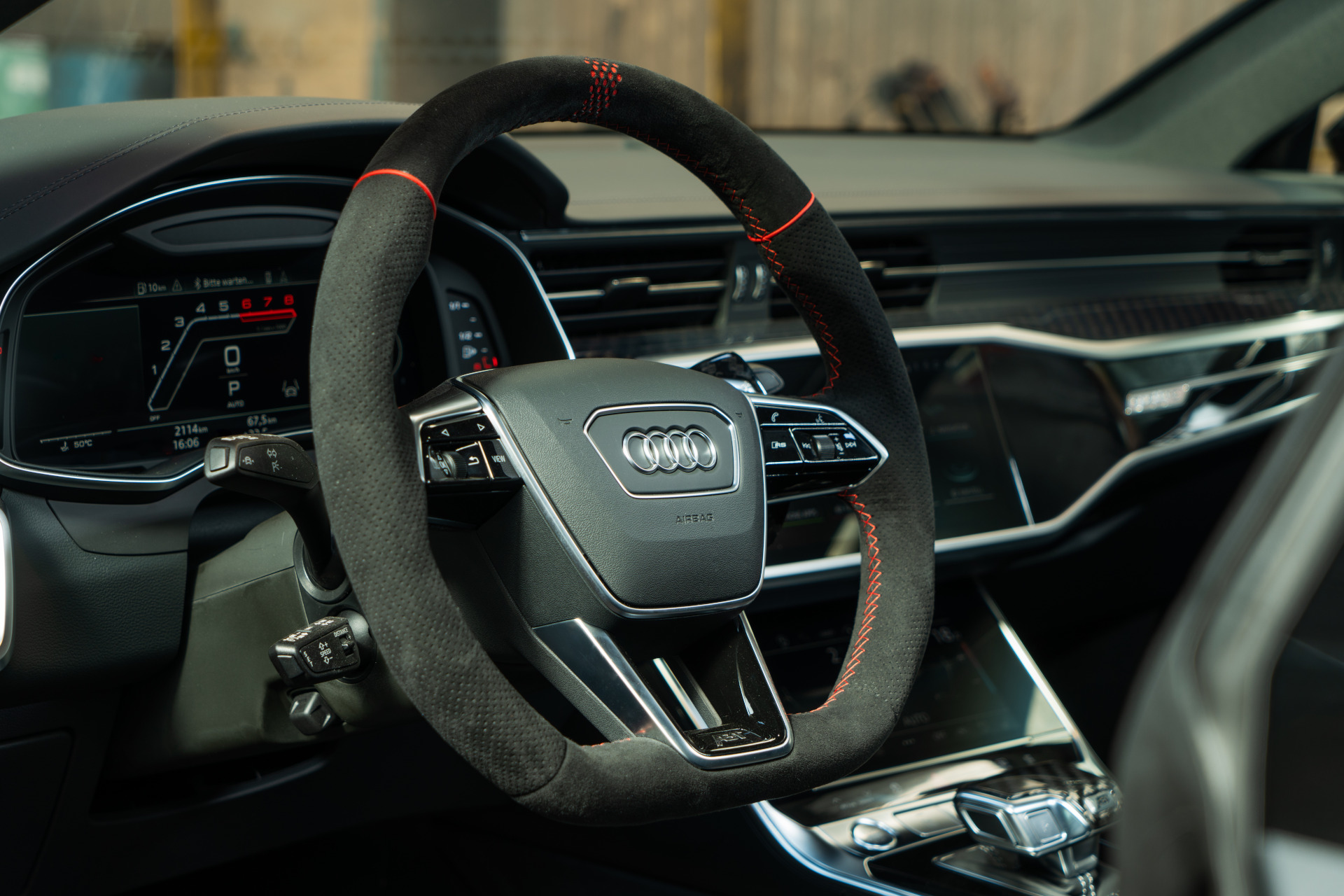 Close-up of steering wheel